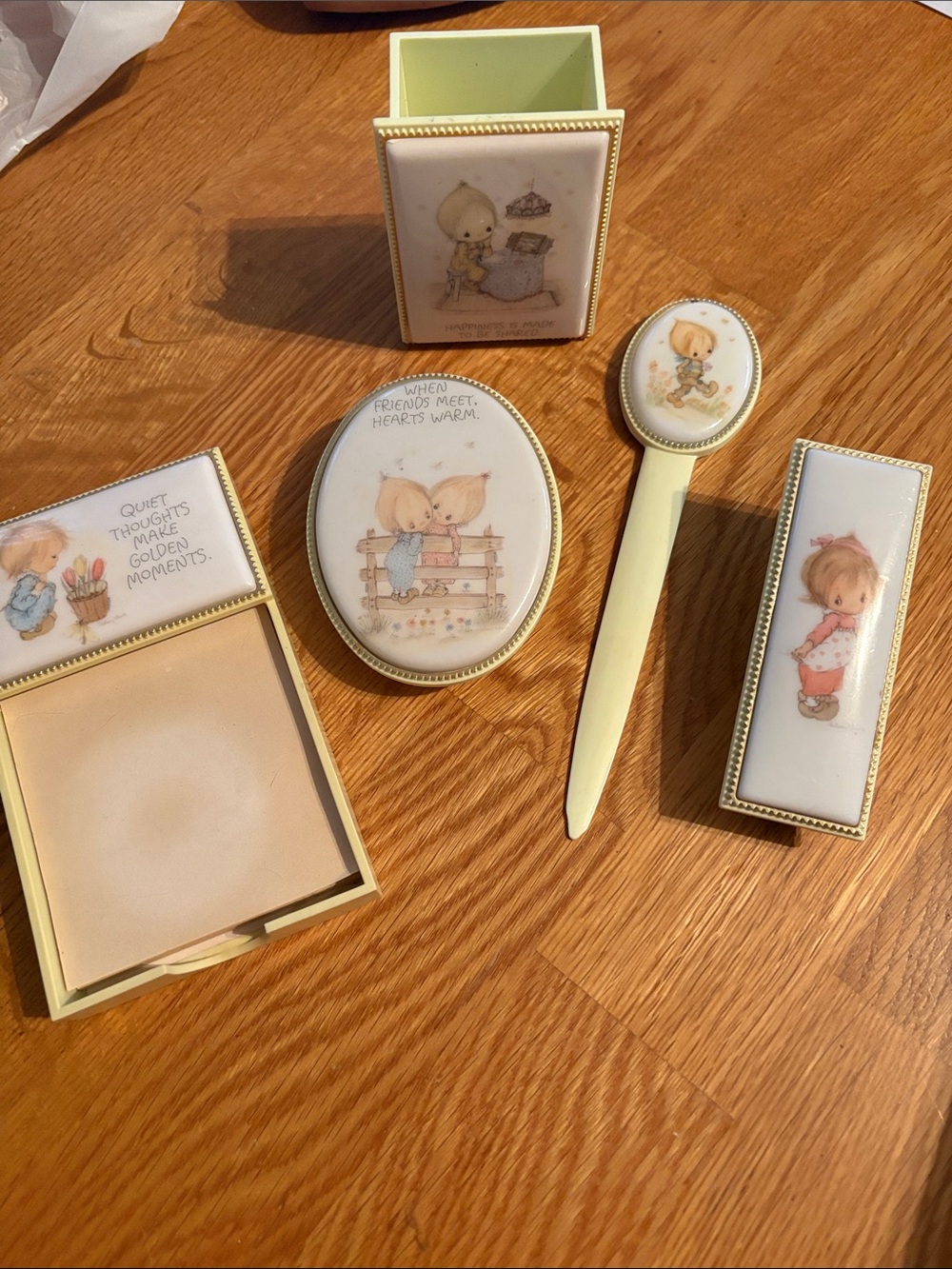Vintage Precious Moments 5 piece desk set 1970’s